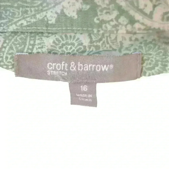VINTAGE Croft & Barrow Lightweight Lt. Green Paisley Denim Jacket Size 16 - Picture 4 of 10